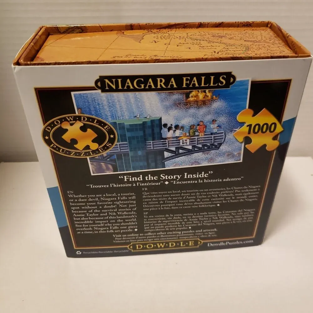 1000 Piece Puzzle Dowdle Niagara Falls Painting The Town with Poster Map Box
